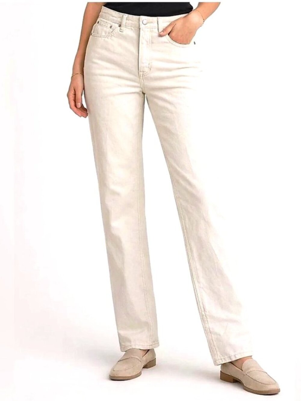 Ecru Straight Leg Jeans